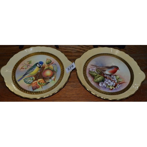 578 - Pair of Collectable Aynsley Bird Plates