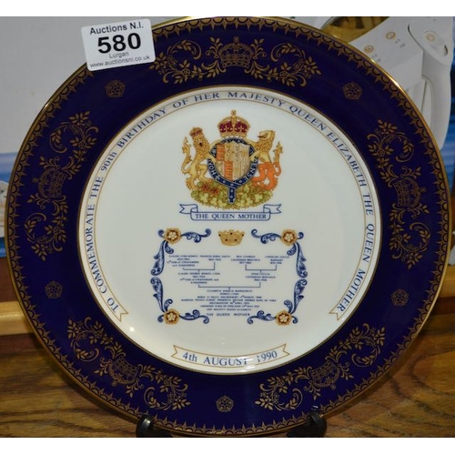 580 - Collectable Aynsley 90th Birthday of H.M The Queen Mother Plate