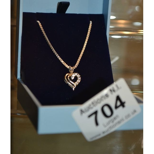 704 - Newbridge Silverware Heart Pendant Necklace Boxed