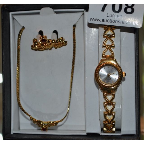 708 - Ladies Watch/Brooch & Necklace Set