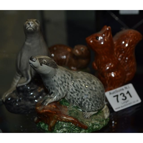 731 - 4 x Beswick Animal Whisky Decanters