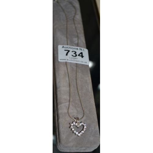 734 - Silver Heart Pendant Necklace