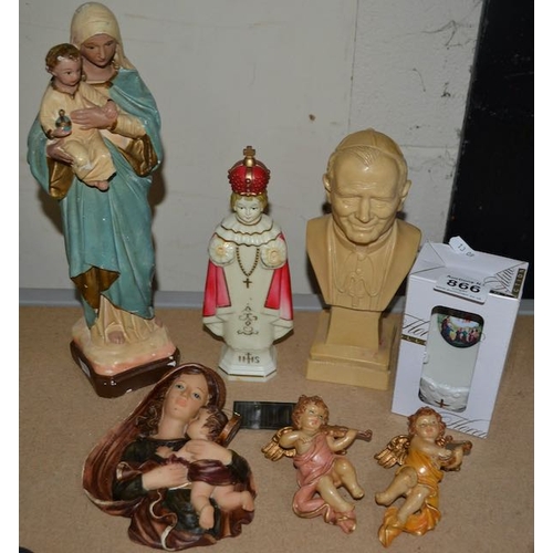 866 - Religious Lot Incl Holy water Font