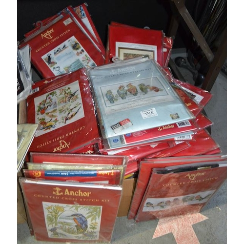 751E - Large Box Of Anchor Cross Stitch Kits