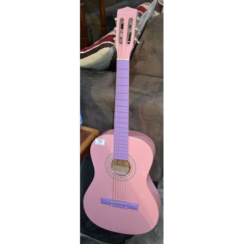 11 - Pink Burswood Acoustic Guitar With Soft Cover