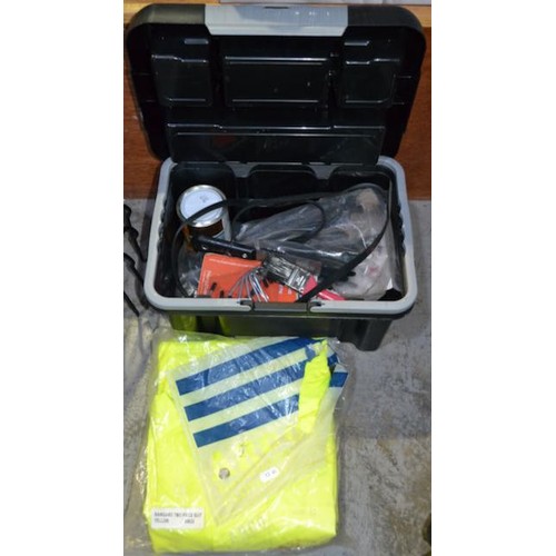 13 - Hi Vis Rainguard Two Pc Suit + Toolbox With Contents