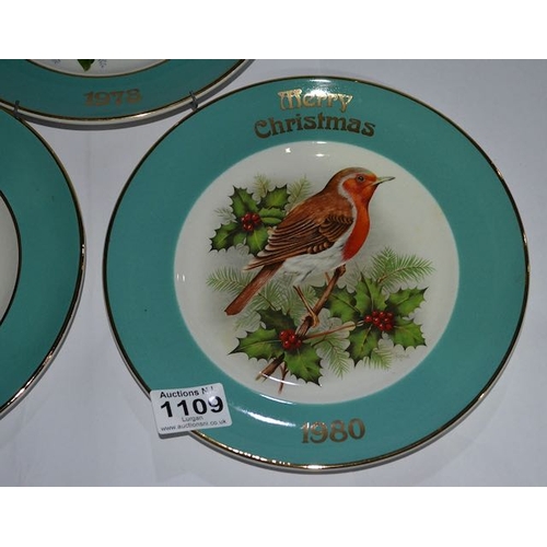 1109 - 1978, 1979, 1980 Barratts of Staffordshire Colelctable Christmas Plates - Boxed