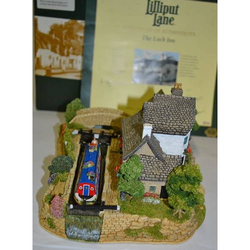 1003 - Large Boxed Liliput Lane Ltd Ed Illuminated The Lock Inn with Cert No 186