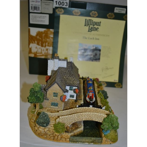 1003 - Large Boxed Liliput Lane Ltd Ed Illuminated The Lock Inn with Cert No 186