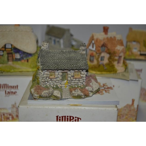 1009 - Boxed Liliput Lane x6 - Donegal Cottage, The Croft, Bramble Cottage, The Ugly House, Ash Nook + Otte... 