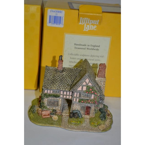 1025 - Boxed Liliput Lane x2 - Junk & Disorderly + Cradle Cottage