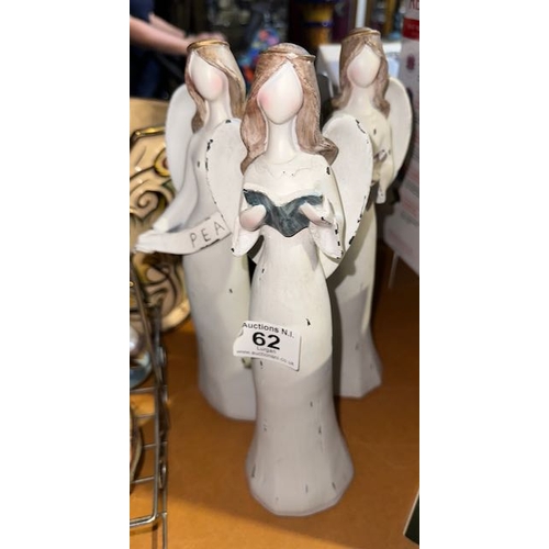 62 - Tall Wooden Angel x 3