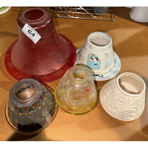 64 - Collection of Candle Shades & Plates Incl Yankee Etc