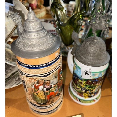 66 - Ceramic German Tankard x 2