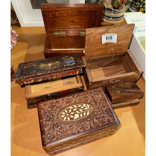 68 - 5 x Ornate Wooden Box