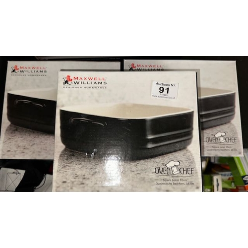 91 - Maxwell Williams Square Baker x 3 - Box Sealed