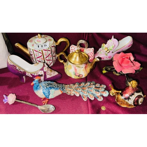 115 - Ornate Collectables Incl Enamel Trinket Boxes etc