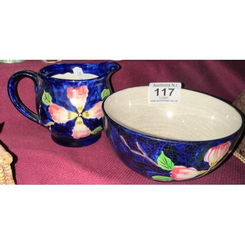 117 - Kirklands Embassy Pottery Milk Jug & Sugar Bowl