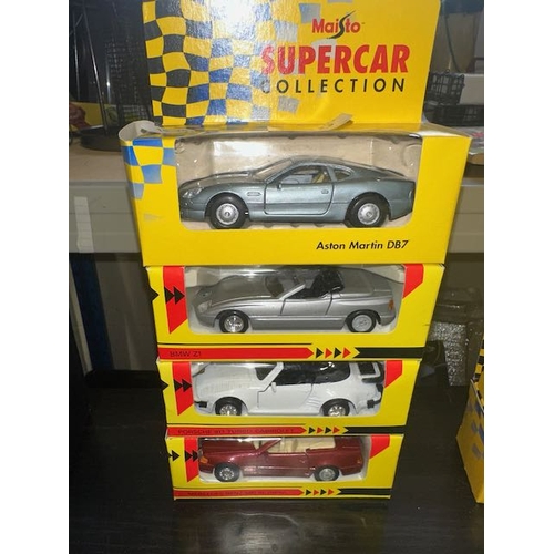 680 - 4 x Shell Boxed Classic Sportscar Models - BMW Z!, Porsche 911 Turbo Cabriolet, Mercedes Benz 500SL ... 