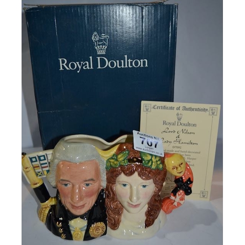 707 - Royal Doulton Lord Nelson & Lady Hamilton 1997 Limited Edition Character Jug No.1149/1500 - Boxed Wi... 