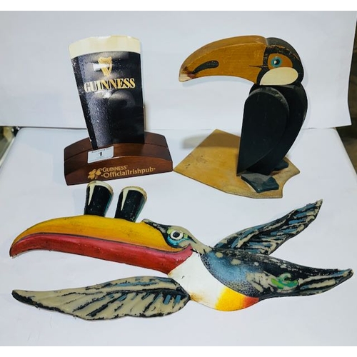 1 - Wooden Toucan On Stand With Rotating Head By Sylvan Line Products Hand Made By Towell and Scott Ltd ... 