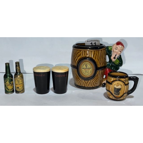 11 - Guinness Leprechaun Tankard + Small Guinness Tankard + 2 Small Guinness Irish Souvenir Bottles + Gui... 