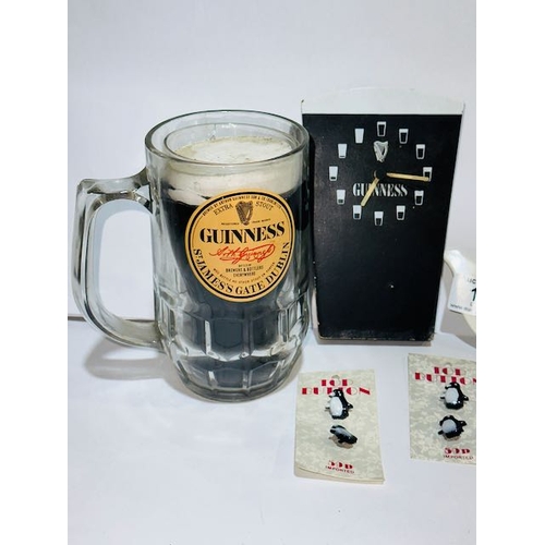 14 - Decorative Guinness Pint Tankard + Wooden Guinness Pint Wall Clock + Teapot Tea Bag Holder  + 2 Prs ... 