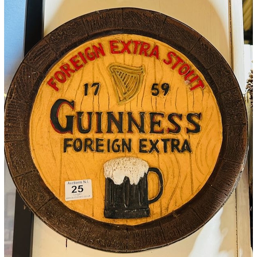 25 - Large Guinness Foreign Extra Barrell Top  Wall Hanging - Approx 14