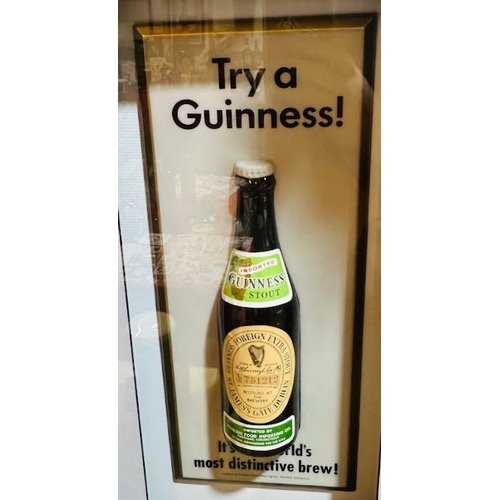 27 - Box Framed Try A Guinness Stout Bottle - It's The Worlds Most Distinctive Brew - Approx 21