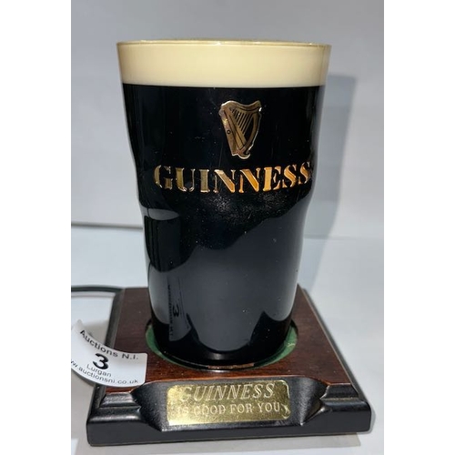 3 - Guinness Pint Lamp On Plinth With Guinness is Good For You Plaque