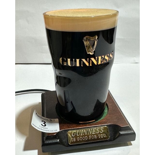 3 - Guinness Pint Lamp On Plinth With Guinness is Good For You Plaque