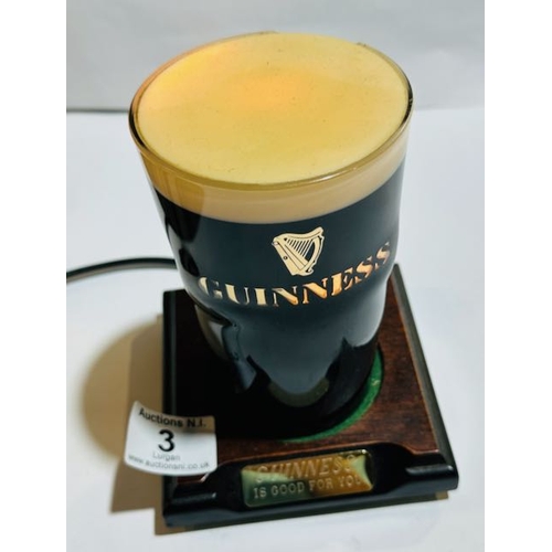 3 - Guinness Pint Lamp On Plinth With Guinness is Good For You Plaque