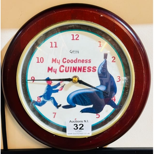 32 - Gilroy Classics My Goodness MY Guinness Wall Clock - Approx 9