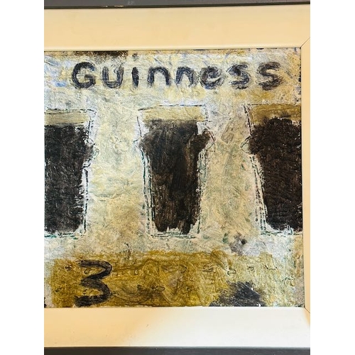 33 - Framed 3 Pints Of Guinness Oil Painting - Approx 17.5