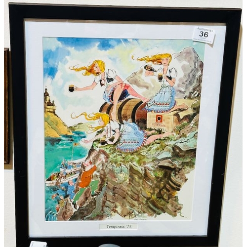 36 - Framed Guinness Temptress 75 Print By Don Roberts - Approx 19