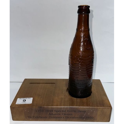 9 - Special Bottle Drop 1739 - 1959 Atlantic Ocean Guinness Bottle On Wooden Plinth to Celebrate Guinnes... 