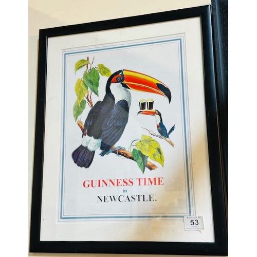 53 - Framed Guinness Toucan Guinness Time In Newcastle Print - Approx 19.5