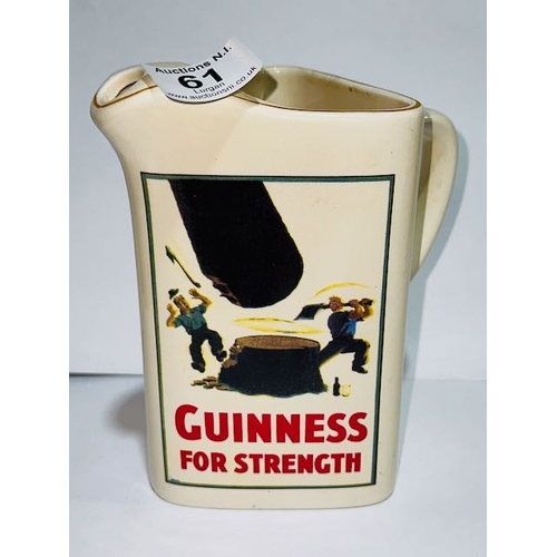 61 - Guinness Official Merchandise Triangular Guinness For Strength Jug - Approx 7