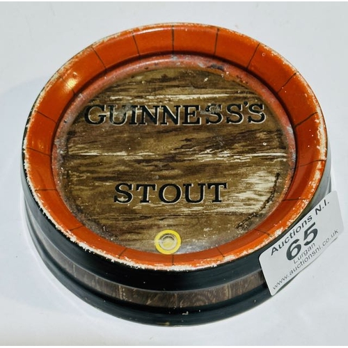 65 - Vintage Guinness Stout Barrell Ashtray Stamped Ajax 50 Cannon St London