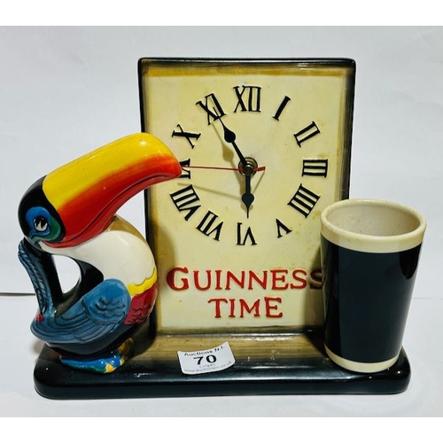 70 - Ceramic Guinness Time Toucan Clock By Guinness UDV - Approx 10