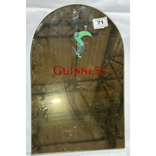 71 - Vintage Arched Guinness Toucan Frameless Mirror - Approx 15