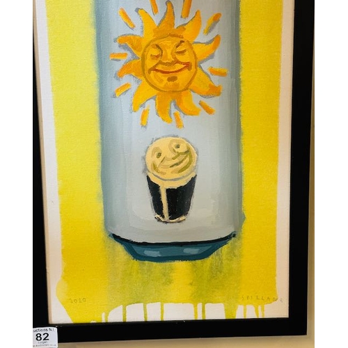 82 - Box Framed Guinness Draught Stout Can Oil ON Canvas By Spillane - Approx 25