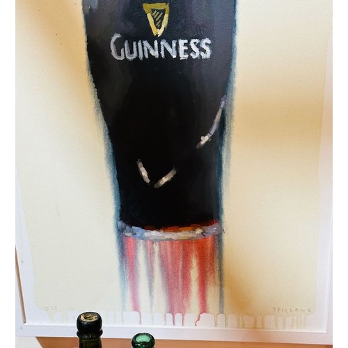 85 - Large Framed Guinness Pint Oil On Canvas By Spillane - Approx 25.5