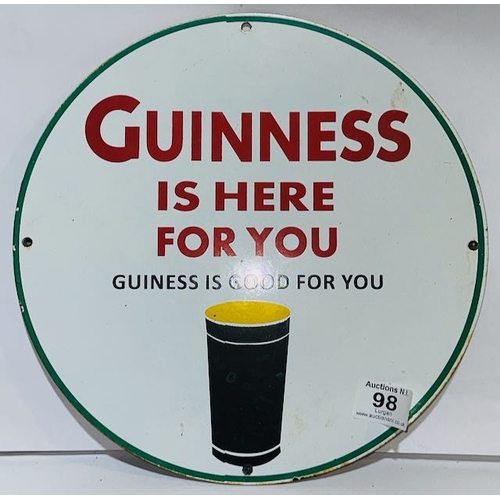98 - Heavy Circular Metal Guinness Is Here For You Plaque - Approx 12
