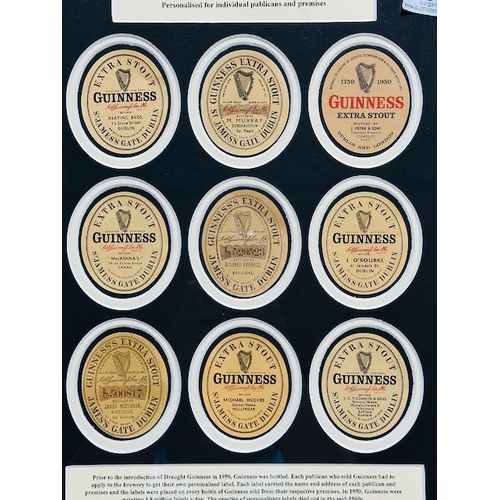 109 - Framed Set Of 9 Original Guinness Bottle Labels Personalised For Individual Publicans & Premises - A... 