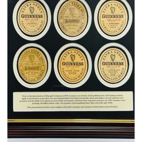 109 - Framed Set Of 9 Original Guinness Bottle Labels Personalised For Individual Publicans & Premises - A... 