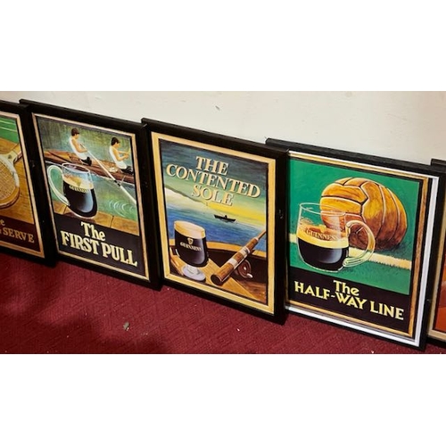 113 - Set Of 12 Framed Guinness Prints Approx 13