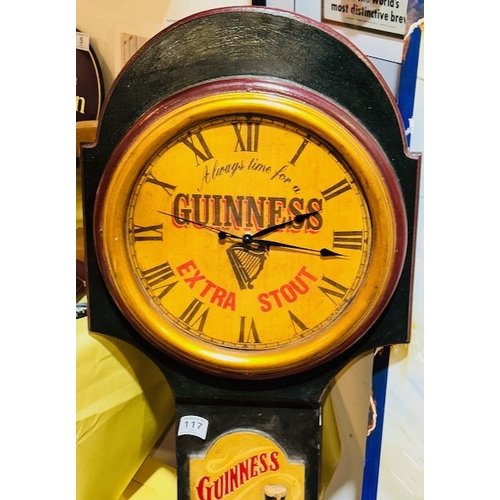 117 - Long Guinness Extra Stout Wall Clock - Approx 45