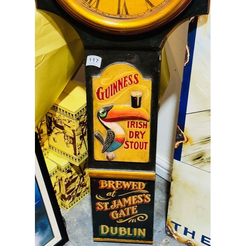 117 - Long Guinness Extra Stout Wall Clock - Approx 45