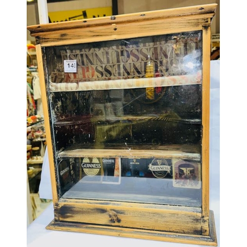 140 - Vintage Glass Fronted Display Cabinet With Lift Up TOp - Approx 15